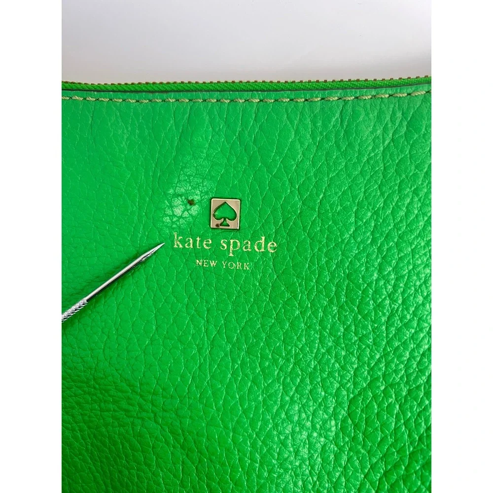 Kate Spade Green Pebbled Leather Tassel Shoulder Hobo Bag Purse Y2K Color‎ Pop